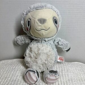 Linzy Sloth Plush Stuffed Animal Gray White Soft Snuggle Toy 10" Soft Faux Fur